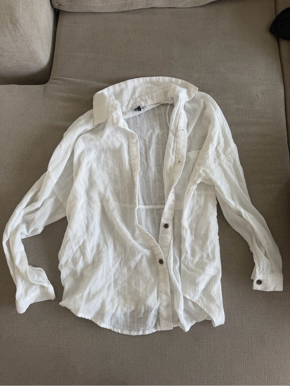 Princess Polly Men's White Lightweight Button-Down Shirt